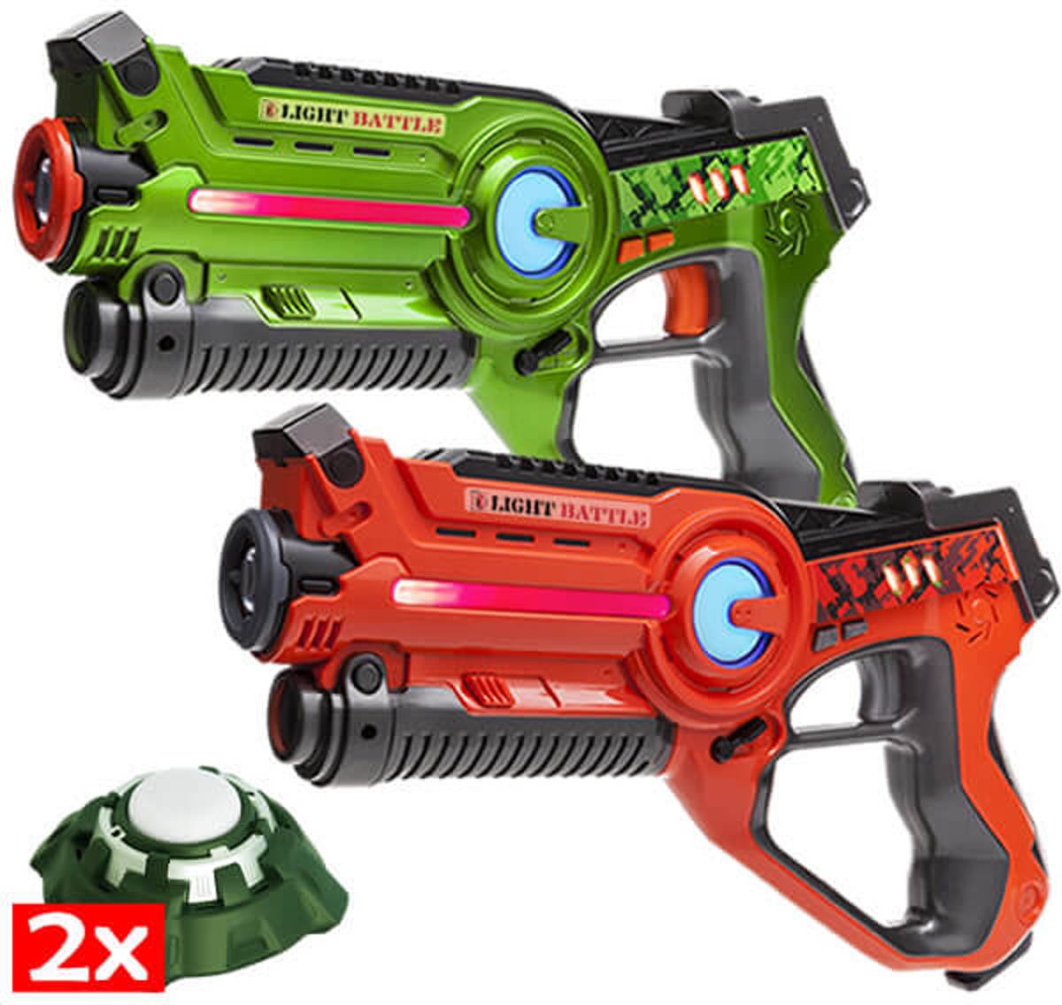 2x Light Battle Active laserguns + 2 Targets | lasergame gun - Oranje en Groen